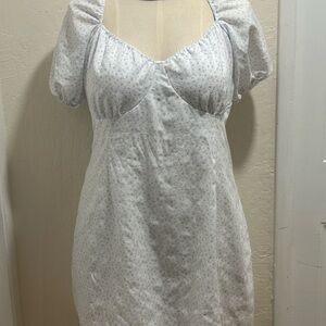 H&M Divided White Dress with Pale Blue Floral Print